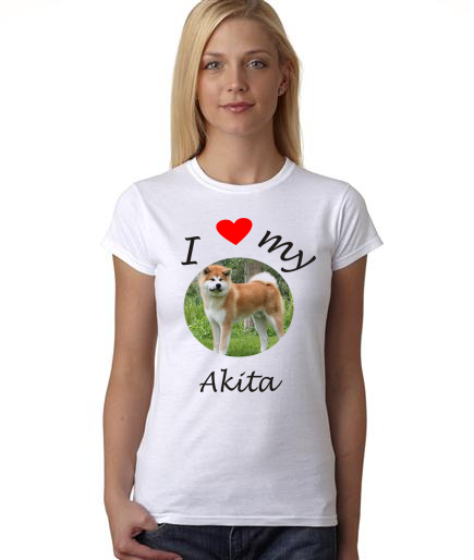 Dogs - I Heart My Akita on Womans Shirt